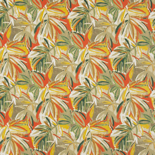 D943 Leaves,Tropical & Botanical Hula Green,Orange & Rust Charlotte Fabrics
