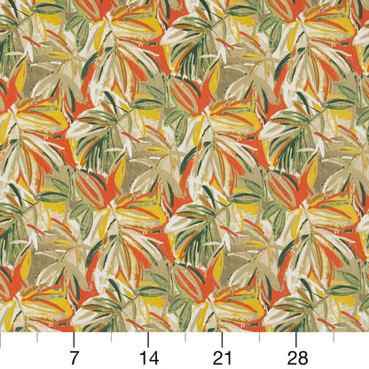D943 Leaves,Tropical & Botanical Hula Green,Orange & Rust Charlotte Fabrics