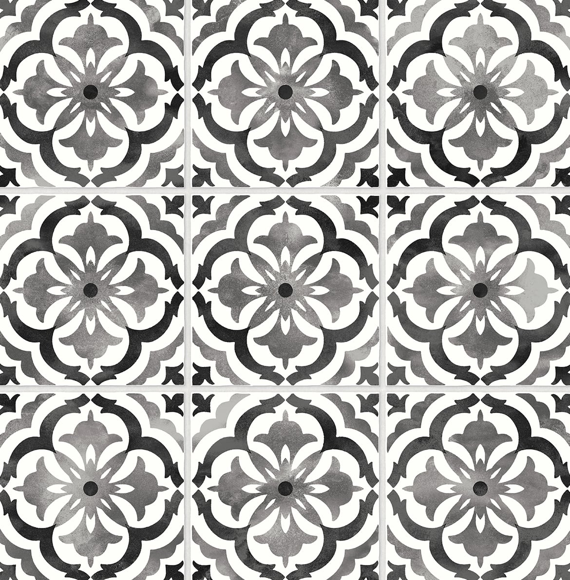 DB20500 Daisy Bennett Designs Daisy Bennett Peel and Stick Wallpaper Sorento Tile Black