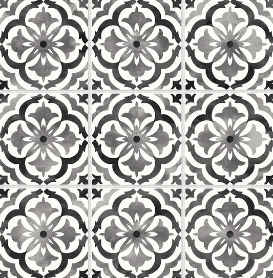 DB20500 Daisy Bennett Designs Daisy Bennett Peel and Stick Wallpaper Sorento Tile Black