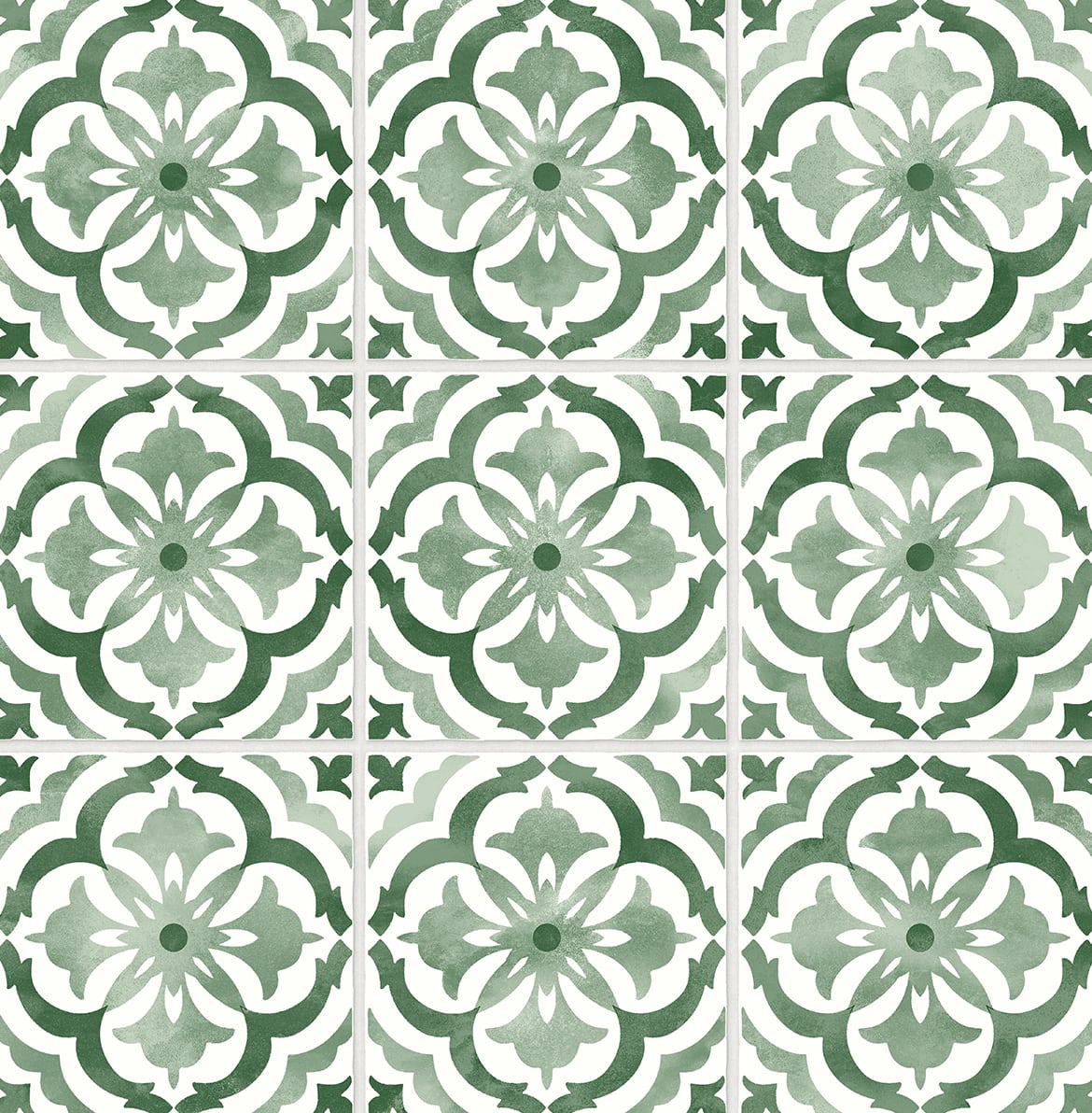 DB20504 Daisy Bennett Designs Daisy Bennett Peel and Stick Wallpaper Sorento Tile Jungle Green