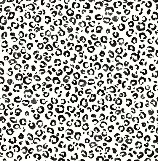 DB20600 Daisy Bennett Designs Daisy Bennett Peel and Stick Wallpaper Classic Leopard Black and White