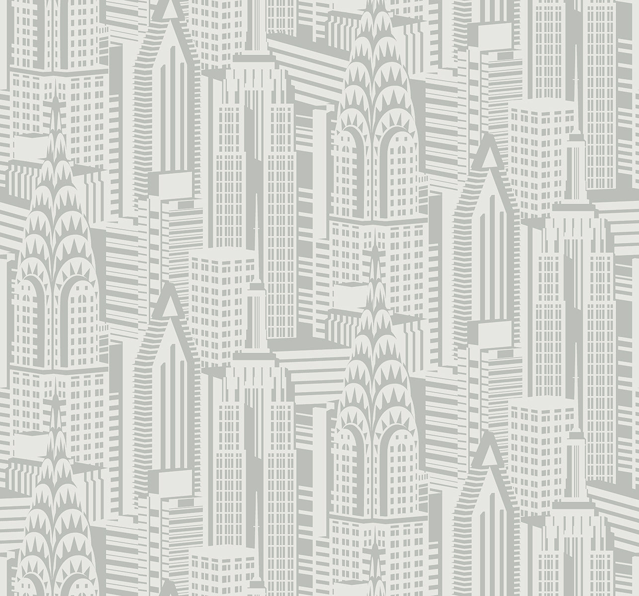 DC61507 Collins & Company Deco 2 Wallpaper Manhattan Skyline Silver Sky