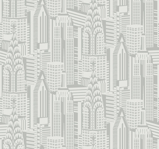 DC61507 Collins & Company Deco 2 Wallpaper Manhattan Skyline Silver Sky