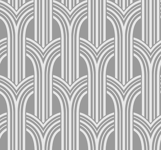 DC61910 Collins & Company Deco 2 Wallpaper Deco Arches Metallic Silver