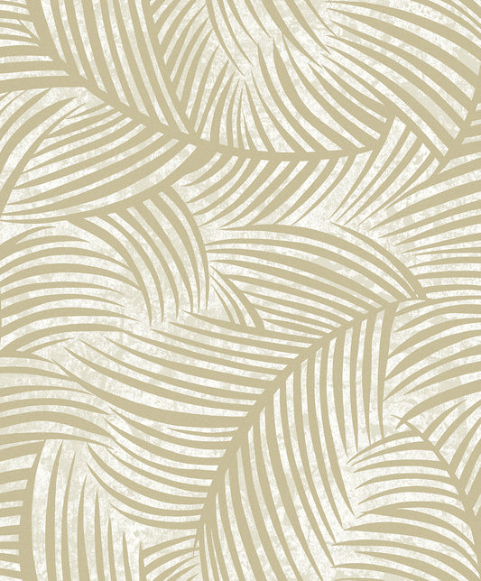 EL20607 Seabrook Designs Neutral Elements Wallpaper Zephyra Palms Golden Glitz with Glass Beads