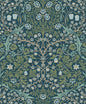 EP10102 Etten Studios Etten Prepasted Wallcoverings Wallpaper Victorian Garden Floral Prepasted Prussian Blue & Moss Green