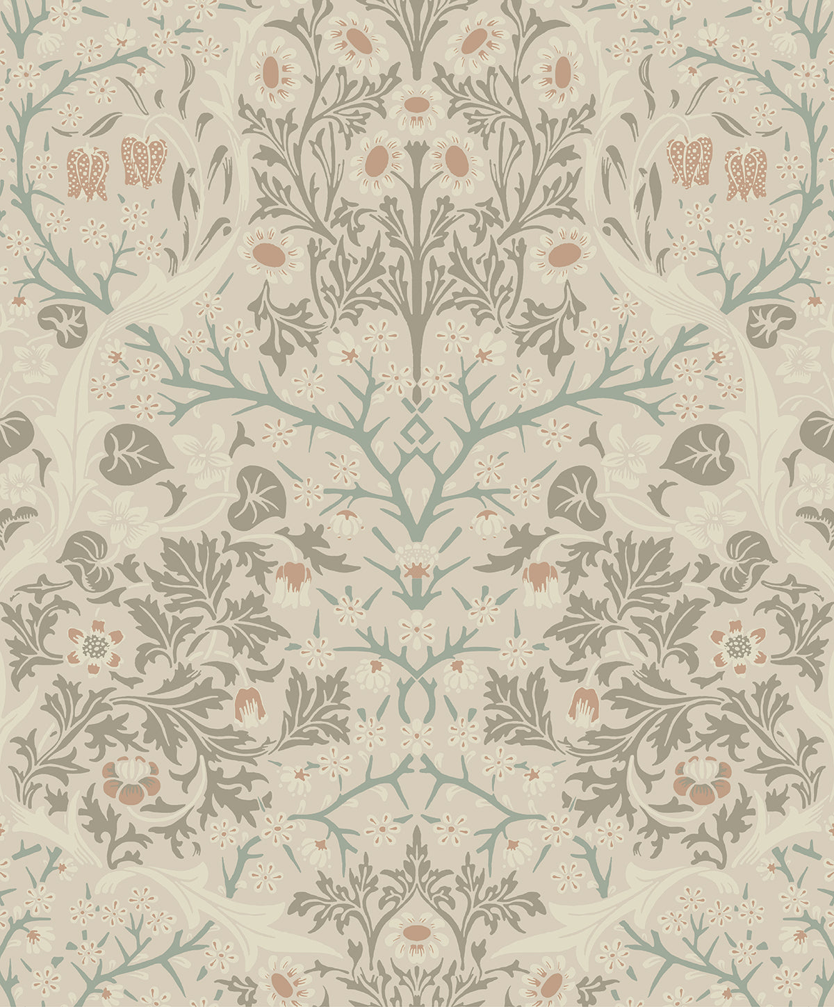 EP10106 Etten Studios Etten Prepasted Wallcoverings Wallpaper Victorian Garden Floral Prepasted Lunar Rock & Clay