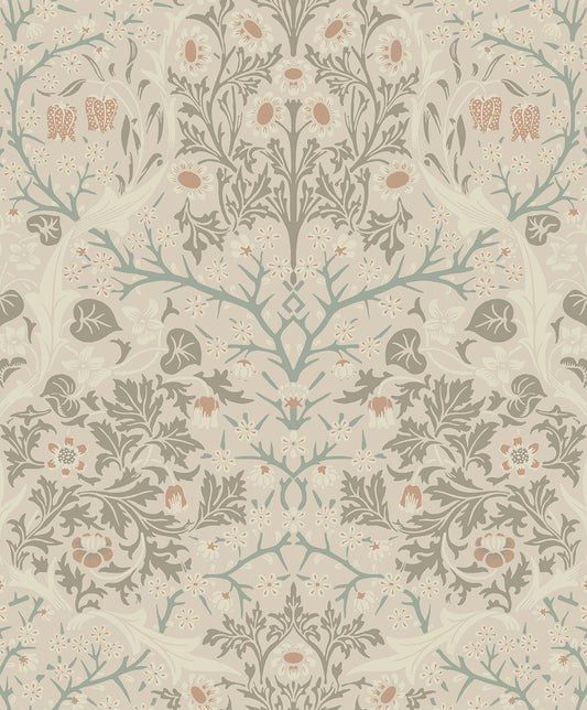 EP10106 Etten Studios Etten Prepasted Wallcoverings Wallpaper Victorian Garden Floral Prepasted Lunar Rock & Clay