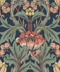 EP10202 Etten Studios Etten Prepasted Wallcoverings Wallpaper Primrose Garden Floral Prepasted Denim Blue & Auburn