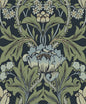 EP10212 Etten Studios Etten Prepasted Wallcoverings Wallpaper Primrose Garden Floral Prepasted Midnight Blue & Sage
