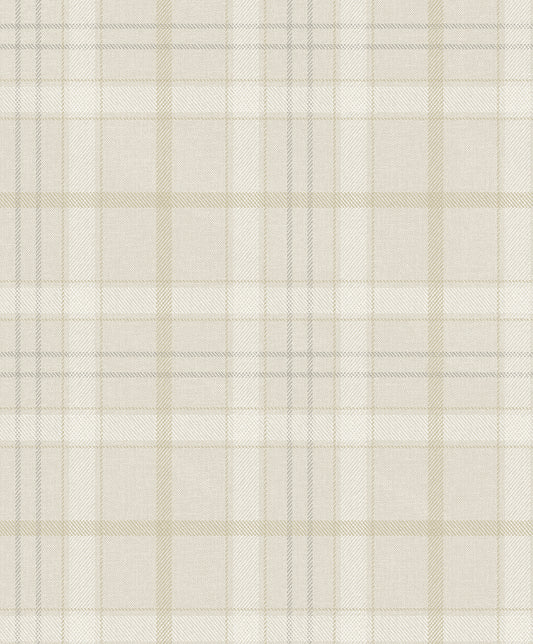 EP10307 Etten Studios Etten Prepasted Wallcoverings Wallpaper Tailor Plaid Prepasted Neutral