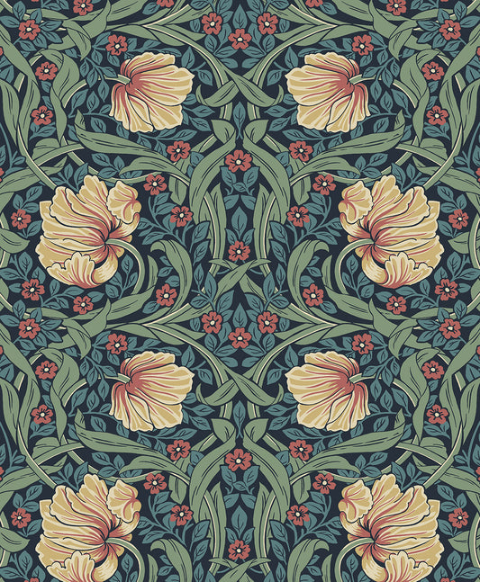 EP10602 Etten Studios Etten Prepasted Wallcoverings Wallpaper Pimpernel Garden Prepasted Bluestone & Clay