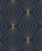 EP10902 Etten Studios Etten Prepasted Wallcoverings Wallpaper Gem Geometric Prepasted Dark Blue & Metallic Gold