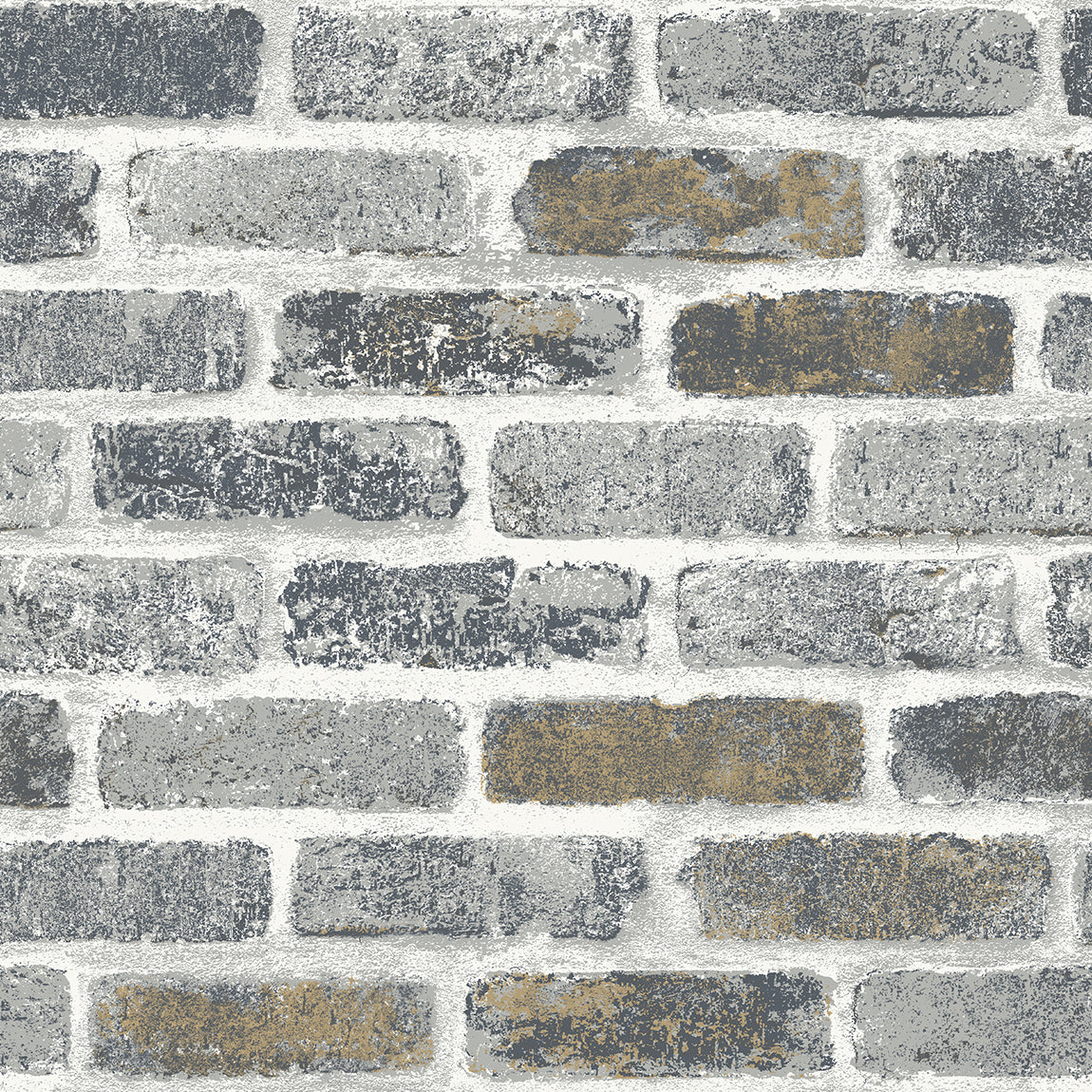 ET10105 Etten Studios Etten Studios Online Wallpaper Vintage Faux Brick Steel Grey & Tan