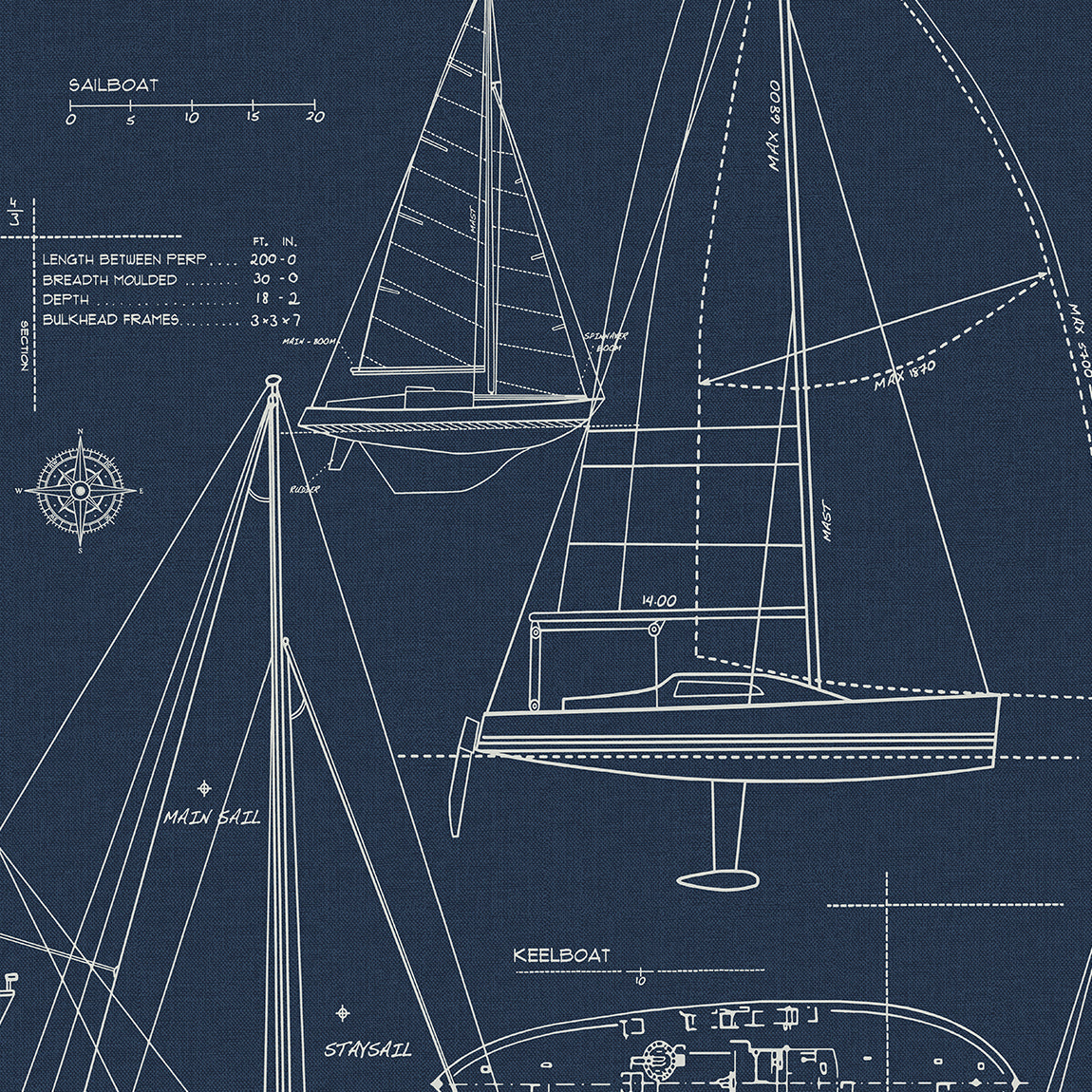 ET10222 Etten Studios Etten Studios Online Wallpaper Sail Away Navy Blue