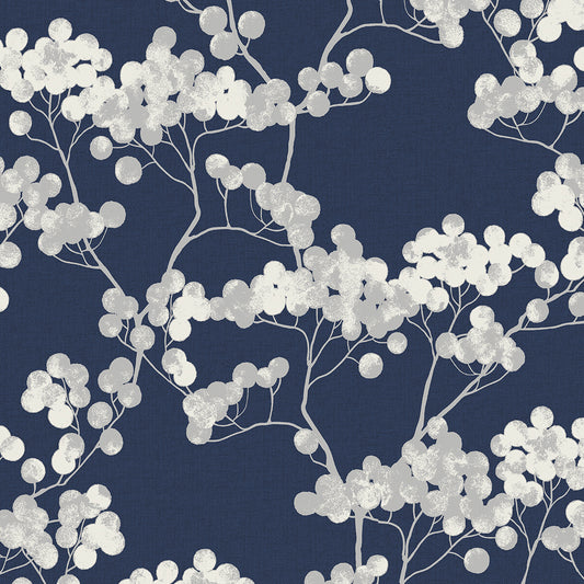 ET10502 Etten Studios Etten Studios Online Wallpaper Bayberry Blossom Navy Blue