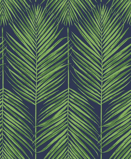 ET10714 Etten Studios Etten Studios Online Wallpaper Marina Palm Moss Green & Blue