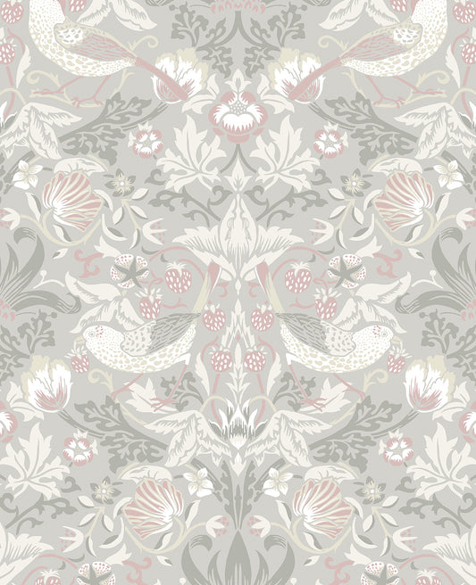 ET11208 Etten Studios Legacy Prints Wallpaper Fragaria Garden Light Grey & Rose Petal
