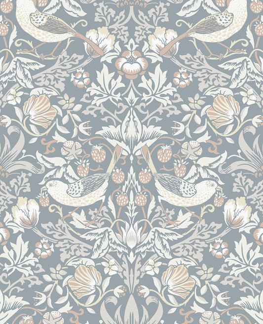 ET11222 Etten Studios Legacy Prints Wallpaper Fragaria Garden Blue Mist & Blush