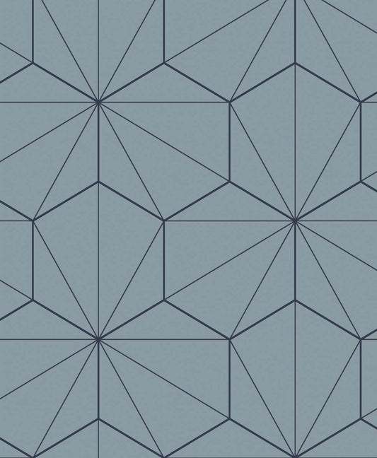 ET11302 Etten Studios Etten Studios Online Wallpaper Hedron Geometric Pastel Blue & Midnight