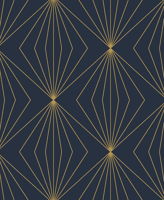 ET11502 Etten Studios Etten Studios Online Wallpaper Diamond Vector Navy Blue & Metallic Gold