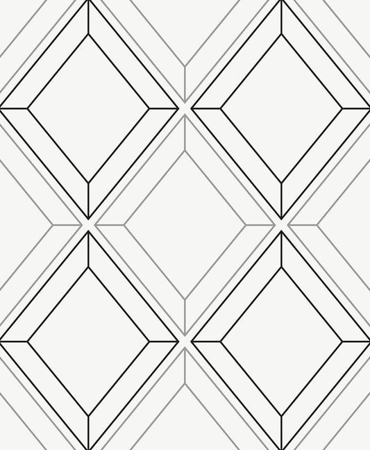 ET11600 Etten Studios Etten Studios Online Wallpaper Linework Gem Metallic Silver & Ebony