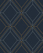 ET11602 Etten Studios Etten Studios Online Wallpaper Linework Gem Midnight Blue & Metallic Gold