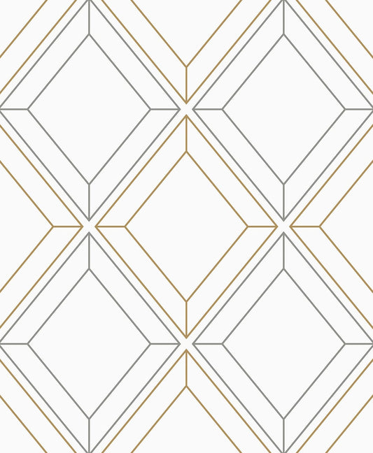 ET11608 Etten Studios Etten Studios Online Wallpaper Linework Gem Metallic Silver & Gold