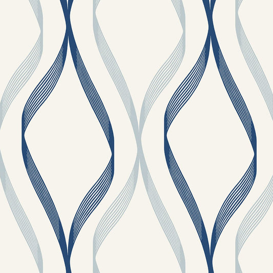 ET11802 Etten Studios Etten Studios Online Wallpaper Wave Ogee Celtic Blue & Dewdrop