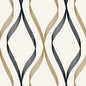 ET11806 Etten Studios Etten Studios Online Wallpaper Wave Ogee Metallic Gold & Ebony