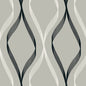 ET11808 Etten Studios Etten Studios Online Wallpaper Wave Ogee Fog Grey & Ebony