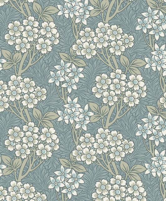 ET12004 Etten Studios Legacy Prints Wallpaper Floral Vine Stream Blue & Sage
