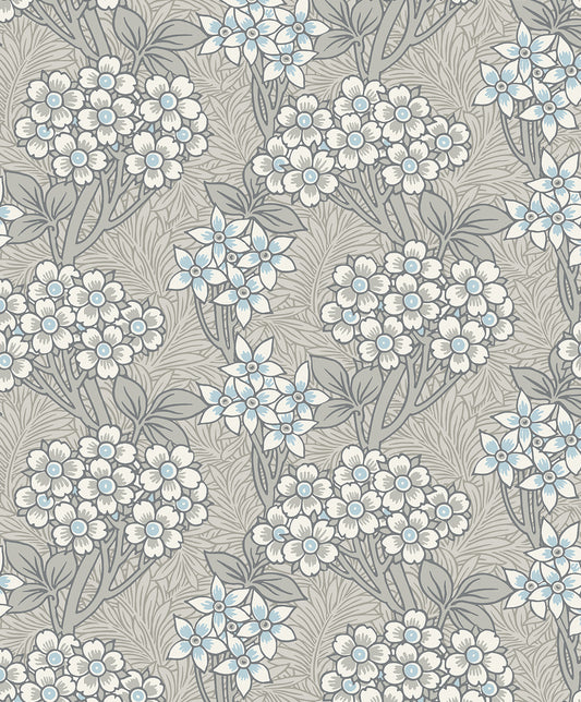 ET12005 Etten Studios Legacy Prints Wallpaper Floral Vine Daydream Grey & Carolina Blue