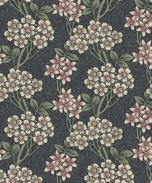 ET12010 Etten Studios Legacy Prints Wallpaper Floral Vine Smoke & Laurel Green