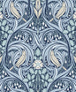 ET12202 Etten Studios Legacy Prints Wallpaper Bird Scroll Denim & Blue Mist