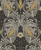 ET12208 Etten Studios Legacy Prints Wallpaper Bird Scroll Charcoal & Goldenrod