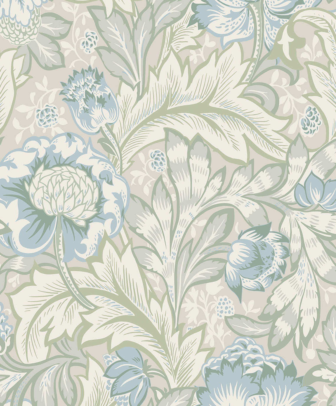 ET12304 Etten Studios Legacy Prints Wallpaper Acanthus Garden Powder Blue & Green Mist