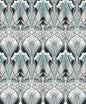ET12404 Etten Studios Legacy Prints Wallpaper Dragonfly Damask Ebony & Aqua