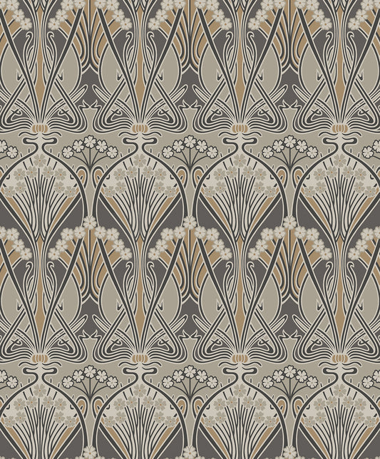 ET12406 Etten Studios Legacy Prints Wallpaper Dragonfly Damask Bronze & Smoke