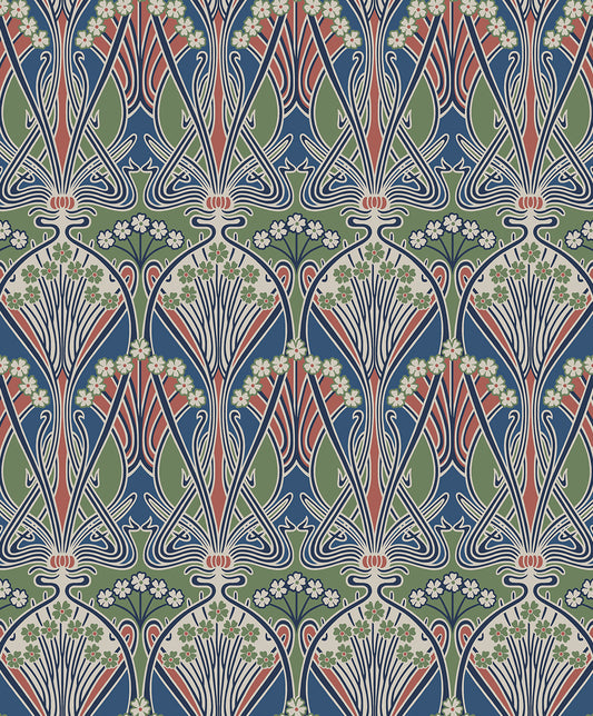ET12412 Etten Studios Legacy Prints Wallpaper Dragonfly Damask Mauve & Sage