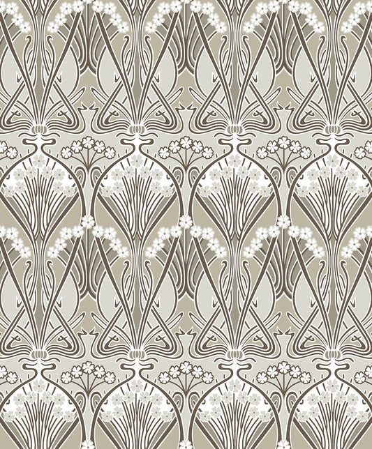 ET12416 Etten Studios Legacy Prints Wallpaper Dragonfly Damask Warm Pewter