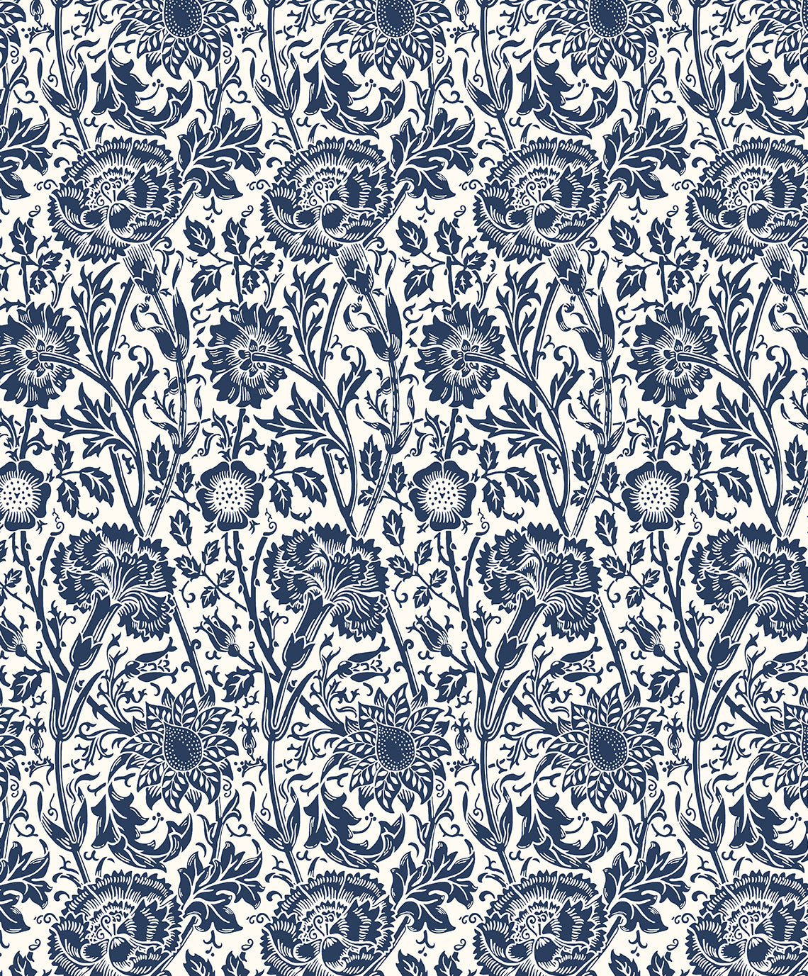ET12502 Etten Studios Legacy Prints Wallpaper Tonal Floral Trail Navy Blue
