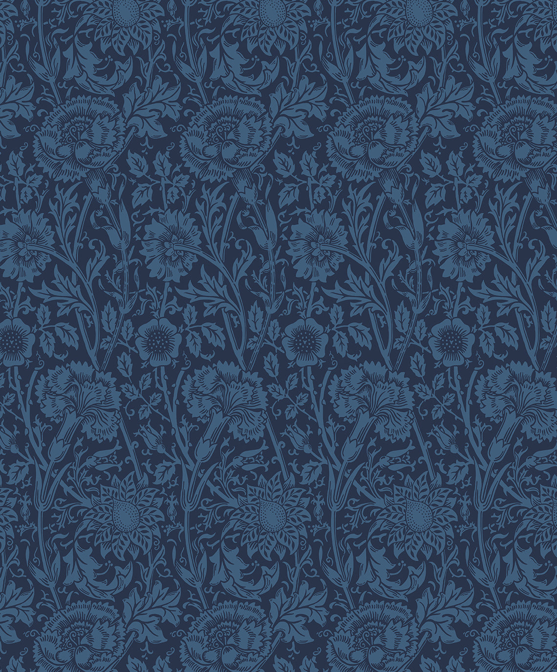 ET12512 Etten Studios Legacy Prints Wallpaper Tonal Floral Trail Marine Blue