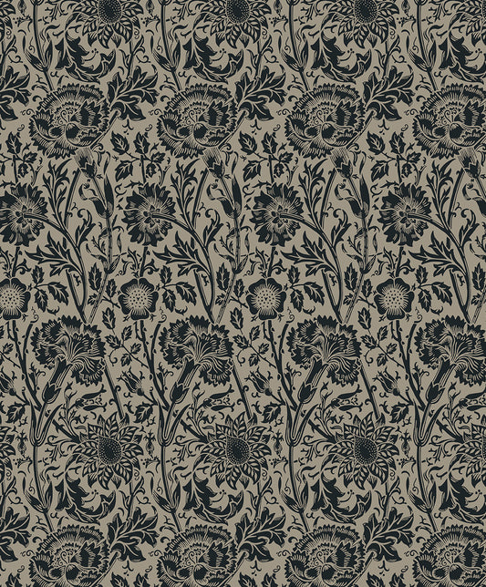 ET12518 Etten Studios Legacy Prints Wallpaper Tonal Floral Trail Taupe & Ebony