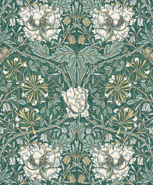 ET12604 Etten Studios Legacy Prints Wallpaper Ogee Flora Everglades & Buttercup