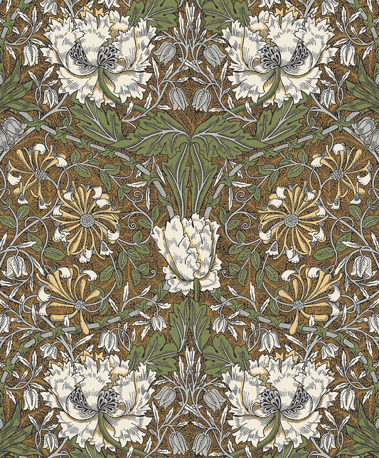 ET12606 Etten Studios Legacy Prints Wallpaper Ogee Flora Dijon & Sage