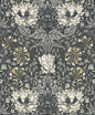 ET12608 Etten Studios Legacy Prints Wallpaper Ogee Flora Charcoal & Goldenrod