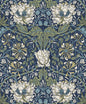 ET12612 Etten Studios Legacy Prints Wallpaper Ogee Flora Indigo Dye & Thyme