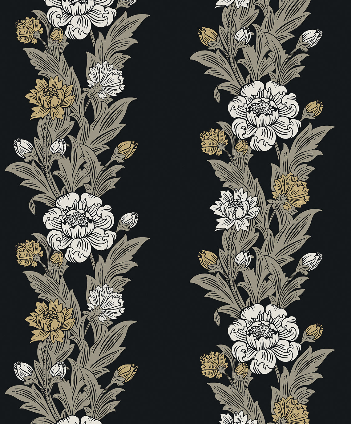 ET12700 Etten Studios Legacy Prints Wallpaper Blooming Stripe Ebony & Goldenrod